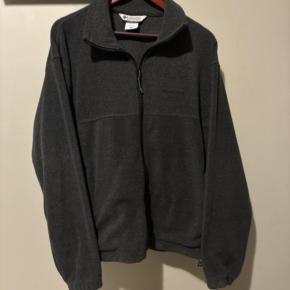 Mens Columbia Fleece Full Zip Jacket Gray Charcoal Size Large Outdoor - Picture 1 of 5